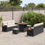 Conjunto de sofás de jardín con cojín 9 pcs Negro y crema en Sofás de exterior | Comprar online en Foru.es