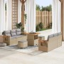 Conjunto de sofá de jardín con cojín 9 pcs beige y gris claro en Sofás de exterior | Comprar online en Foru.es