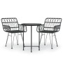 Juego de comedor de jardín 3 piezas ratán sintético negro de vidaXL, Conjuntos de jardín - Ref: Foro24-3157834, Precio: 173,1...