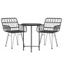 Juego de comedor de jardín 3 piezas ratán sintético negro de vidaXL, Conjuntos de jardín - Ref: Foro24-3157834, Precio: 173,1...