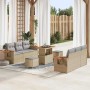 Conjunto de sofá de jardín con cojín 9 pcs beige y gris claro en Sofás de exterior | Comprar online en Foru.es