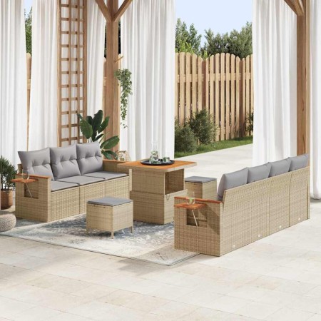 Conjunto de sofá de jardín con cojín 10 pcs beige y gris claro en Sofás de exterior | Comprar online en Foru.es
