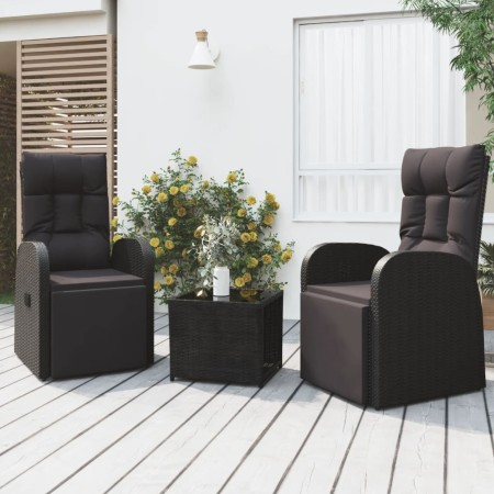 Juego salón jardín 3 pzas ratán sintético y acero negro de vidaXL, Conjuntos de jardín - Ref: Foro24-3157660, Precio: 387,38 ...