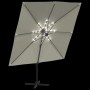 Sombrilla voladiza con LED blanco arena 400x300 cm de vidaXL, Sombrillas - Ref: Foro24-319927, Precio: 307,39 €, Descuento: %