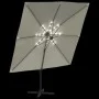 Sombrilla voladiza con LED blanco arena 400x300 cm de vidaXL, Sombrillas - Ref: Foro24-319927, Precio: 307,39 €, Descuento: %