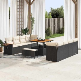 Conjunto de sofás de jardín con cojín 11 pcs Negro y crema en Sofás de exterior | Comprar online en Foru.es