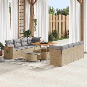 Conjunto de sofá de jardín con cojín 11 pcs beige y gris claro en Sofás de exterior | Comprar online en Foru.es