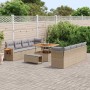 Conjunto de sofá de jardín con cojín 11 pcs beige y gris claro en Sofás de exterior | Comprar online en Foru.es