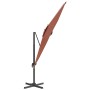 Sombrilla voladiza con LEDs terracota 400x300 cm de vidaXL, Sombrillas - Ref: Foro24-319934, Precio: 262,65 €, Descuento: %