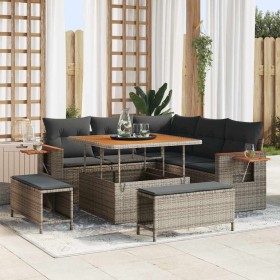 Conjunto de sofá de jardín con cojín Manual 8 pcs Gris en Sofás de exterior | Comprar online en Foru.es