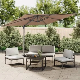 Sombrilla voladiza con LEDs gris taupé 400x300 cm de vidaXL, Sombrillas - Ref: Foro24-319930, Precio: 290,51 €, Descuento: %