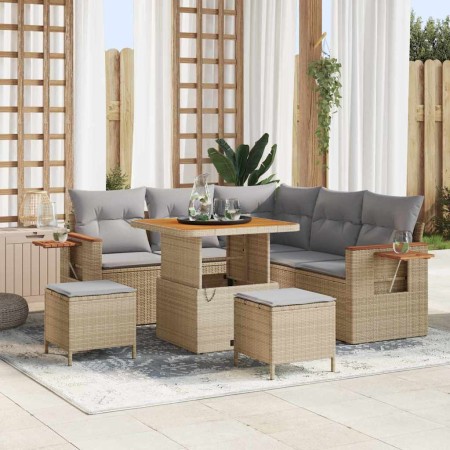 Conjunto de sofá de jardín con cojín 8 pcs beige y gris claro en Sofás de exterior | Comprar online en Foru.es