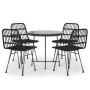 Juego de comedor de jardín 5 piezas ratán sintético negro de vidaXL, Conjuntos de jardín - Ref: Foro24-3157844, Precio: 334,1...