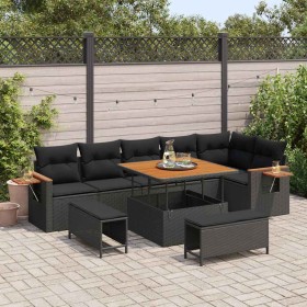 Conjunto de sofás de jardín con cojín 9 pcs Negro en Sofás de exterior | Comprar online en Foru.es