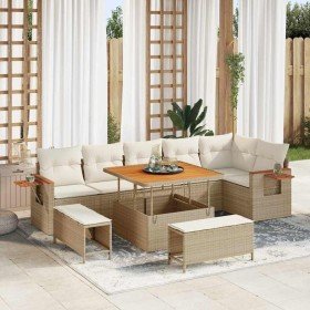 Conjunto de sofá de jardín con cojín 9 pcs beige y crema en Sofás de exterior | Comprar online en Foru.es