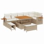 Conjunto de sofá de jardín con cojín 9 pcs beige y crema en Sofás de exterior | Comprar online en Foru.es