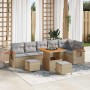 Conjunto de sofás de jardín con cojín 9 pcs Beige y Gris Claro en Sofás de exterior | Comprar online en Foru.es