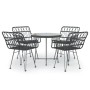Juego de comedor de jardín 5 piezas ratán sintético negro de vidaXL, Conjuntos de jardín - Ref: Foro24-3157842, Precio: 331,9...