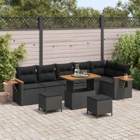 Conjunto de sofás de jardín con cojín 9 pcs Negro en Sofás de exterior | Comprar online en Foru.es