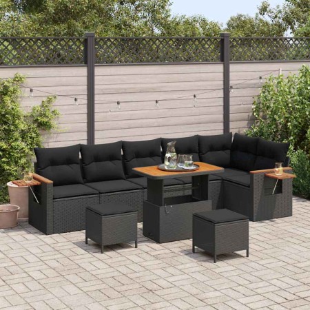Conjunto de sofás de jardín con cojín 9 pcs Negro en Sofás de exterior | Comprar online en Foru.es