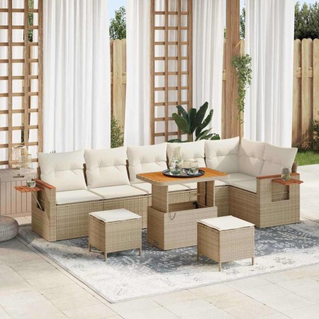 Conjunto de sofá de jardín con cojín 9 pcs beige y crema en Sofás de exterior | Comprar online en Foru.es