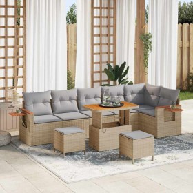 Conjunto de sofás de jardín con cojín 9 pcs Beige y Gris Claro en Sofás de exterior | Comprar online en Foru.es