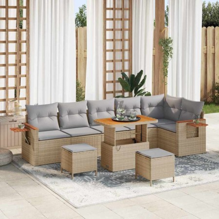 Conjunto de sofás de jardín con cojín 9 pcs Beige y Gris Claro en Sofás de exterior | Comprar online en Foru.es