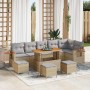 Conjunto de sofá de jardín con cojín 10 pcs beige y gris claro en Sofás de exterior | Comprar online en Foru.es