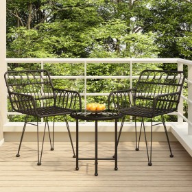 Juego de comedor de jardín 3 piezas ratán sintético negro de vidaXL, Conjuntos de jardín - Ref: Foro24-3157830, Precio: 171,1...