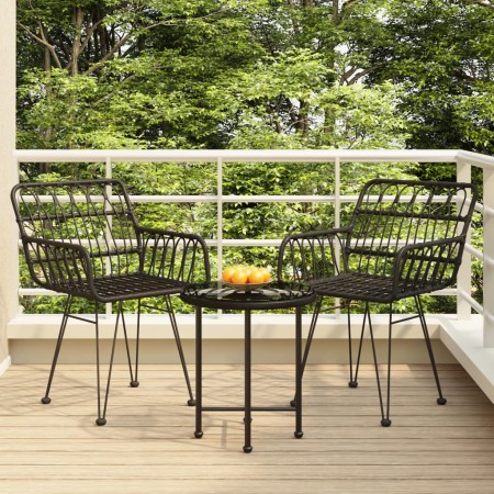 Juego de comedor de jardín 3 piezas ratán sintético negro de vidaXL, Conjuntos de jardín - Ref: Foro24-3157830, Precio: 171,1...