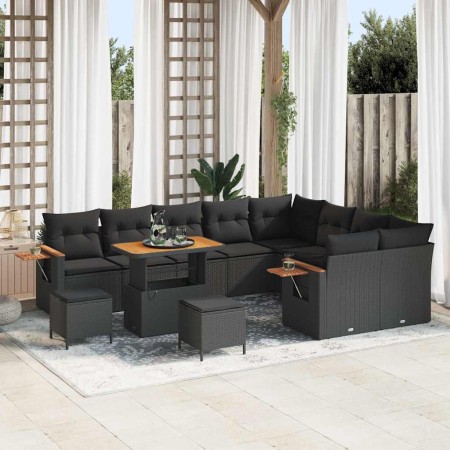 Conjunto de sofá de jardín con cojín 12 pcs Negro en Sofás de exterior | Comprar online en Foru.es