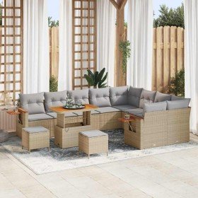 Conjunto de sofá de jardín con cojín 12 pcs beige y gris claro en Sofás de exterior | Comprar online en Foru.es