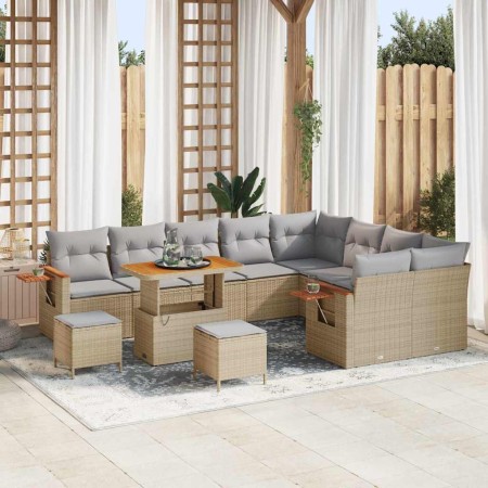 Conjunto de sofá de jardín con cojín 12 pcs beige y gris claro en Sofás de exterior | Comprar online en Foru.es