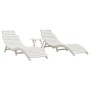 Tumbonas con mesa 2 uds madera maciza de acacia blanco de vidaXL, Tumbonas - Ref: Foro24-3155471, Precio: 351,94 €, Descuento: %