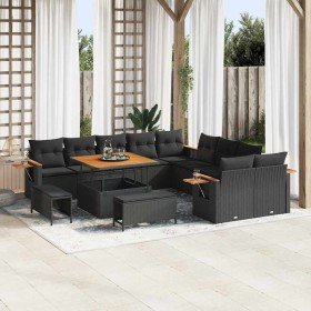 Conjunto de sofá de jardín con cojín 13 pcs Negro en Sofás de exterior | Comprar online en Foru.es