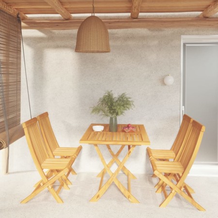 Conjunto de comedor de jardín 5 piezas madera maciza de teca en Conjuntos de jardín | Comprar online en Foru.es