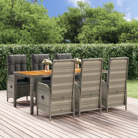Set comedor jardín 7 pzas y cojines ratán sintético gris de vidaXL, Conjuntos de jardín - Ref: Foro24-3185042, Precio: 931,47...