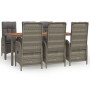Set comedor jardín 7 pzas y cojines ratán sintético gris de vidaXL, Conjuntos de jardín - Ref: Foro24-3185042, Precio: 931,47...