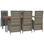Set comedor jardín 7 pzas y cojines ratán sintético gris de vidaXL, Conjuntos de jardín - Ref: Foro24-3185042, Precio: 931,47...