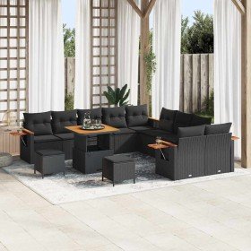 Conjunto de sofá de jardín con cojín 13 pcs Negro en Sofás de exterior | Comprar online en Foru.es