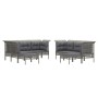 Set de muebles de jardín 9 pzas y cojines ratán sintético gris de vidaXL, Conjuntos de jardín - Ref: Foro24-3187573, Precio: ...