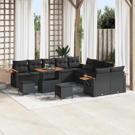 Conjunto de sofá de jardín con cojín 13 pcs Negro en Sofás de exterior | Comprar online en Foru.es