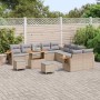 Conjunto de sofá de jardín con cojín 13 pcs beige y gris claro en Sofás de exterior | Comprar online en Foru.es