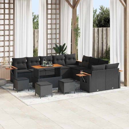 Conjunto de sofás de jardín con cojín 14 pcs Negro en Sofás de exterior | Comprar online en Foru.es