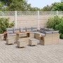 Conjunto de sofá de jardín con cojín 14 pcs beige y gris claro en Sofás de exterior | Comprar online en Foru.es