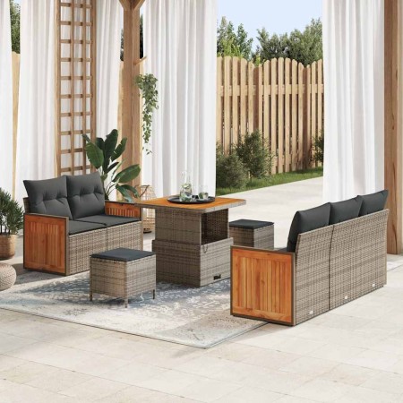 Conjunto de sofá de jardín con cojín Manual 8 pcs Gris en Sofás de exterior | Comprar online en Foru.es