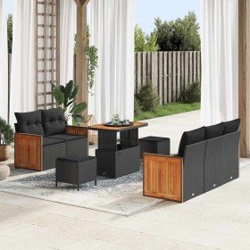 Conjunto de sofá de jardín con cojín Manual 8 pcs Negro en Sofás de exterior | Comprar online en Foru.es