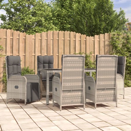 Set comedor jardín 7 pzas y cojines ratán sintético gris de vidaXL, Conjuntos de jardín - Ref: Foro24-3185036, Precio: 915,12...