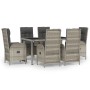 Set comedor jardín 7 pzas y cojines ratán sintético gris de vidaXL, Conjuntos de jardín - Ref: Foro24-3185036, Precio: 915,12...