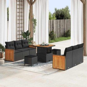 Conjunto de sofá de jardín con cojín Manual 9 pcs Negro en Sofás de exterior | Comprar online en Foru.es